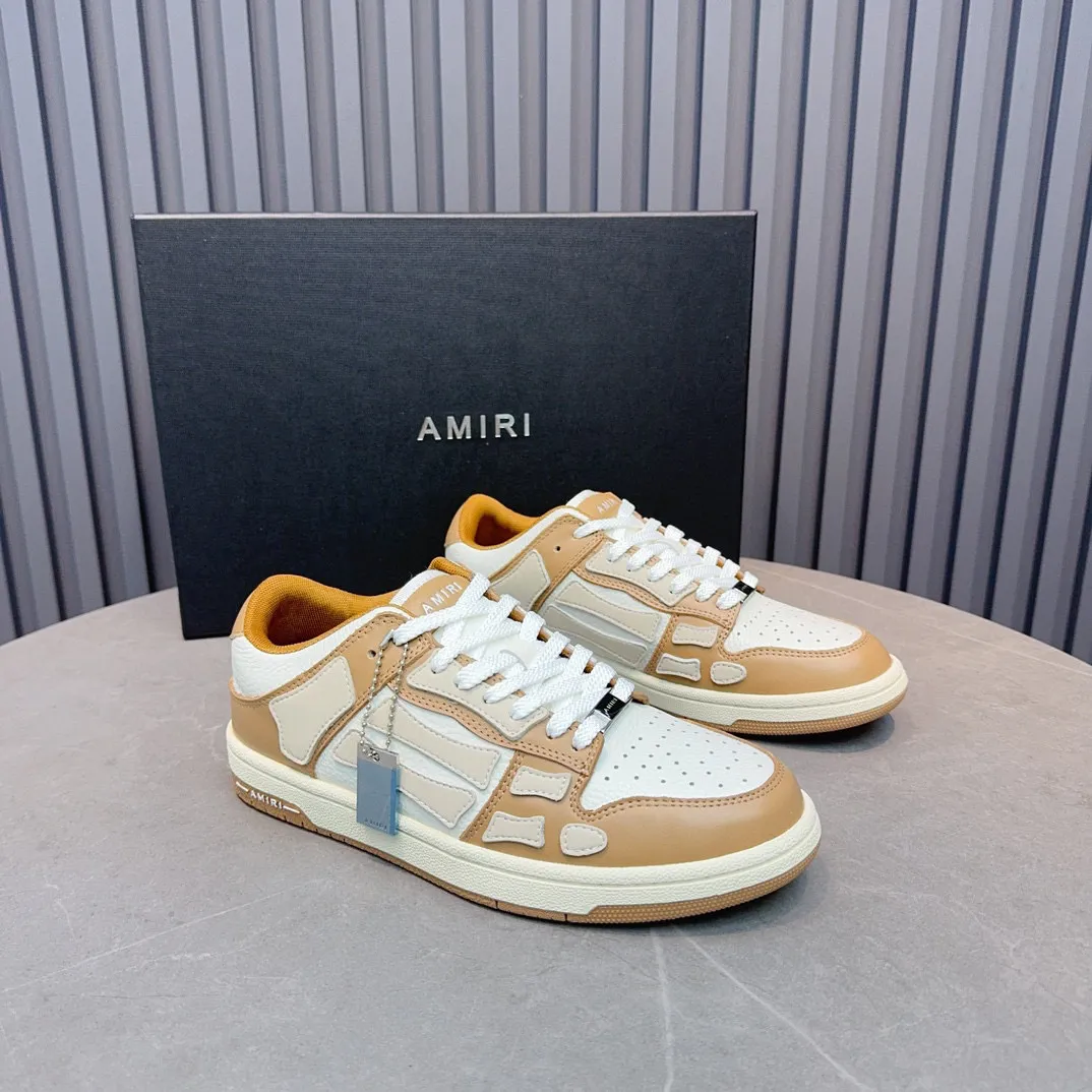 Men's men's shoes 💰600 AMIRI high street sneakers with bone sports shoes, toe layer cowhide upper, upper side bones, hand-stitched, good three-dimensional effect, customized metal LOGO, size 38-45 46